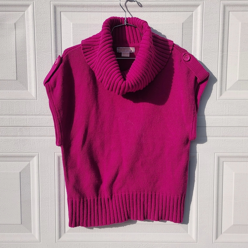 Michael Kors Women's Cowl Neck Short Sleeve Sweater - Fuchsia Pink